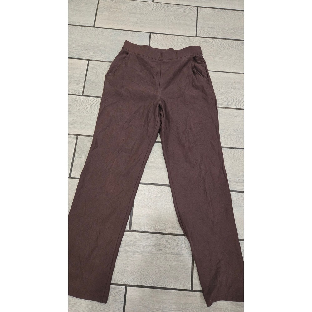 LL Bean Perfect Fit Fleece Back Straight Leg Pants Deepest Brown M Tall 502776